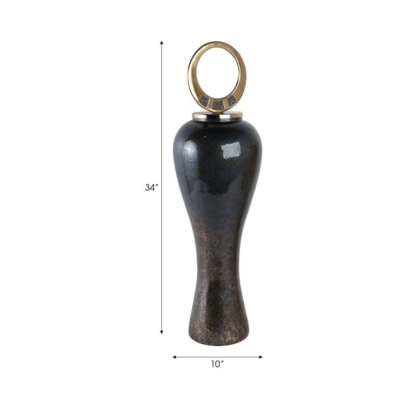Sagebrook Home 34" Arielle Large Pyrite Stone And Metal Oversized, 34" H x 10" W x 10" D