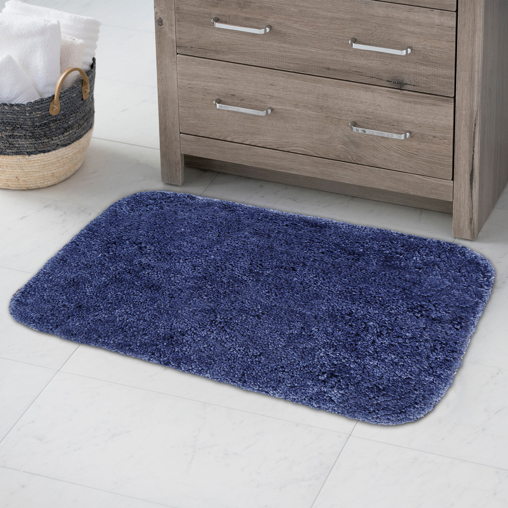 Somerset Home Memory Foam Extra Long Bath Mat, Blue