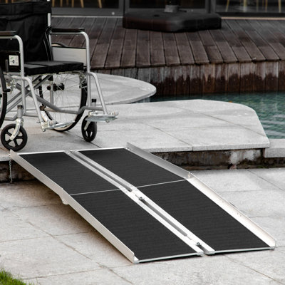 Rampe portative pour fauteuil roulant, rampe pliante pour personne à mobilité réduite de 6 pi pour fauteuil roulant, capacité de 594 lb, rampes de seuil de porte pour les marches, les escaliers, l'entrée, le seuil, les portes