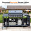 Îlot de cuisine au gaz pour barbecue à 6 brûleurs Brand-Man, convertible GPL / NG, avec brûleur latéral, table pliante et armoires de rangement, 72 000 BTU