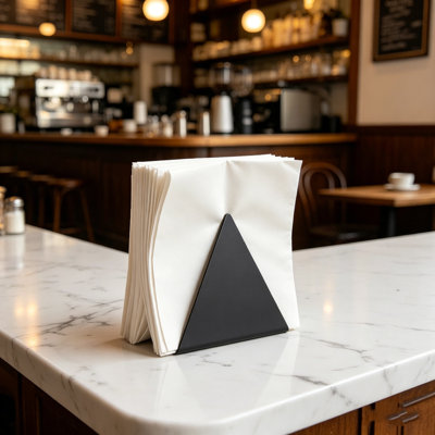 Self-Adjusting Black Metal Napkin Holder – Powder Coated Steel Countertop Dispenser With Easy Refill Wide Opening, Modern Minimalist Design For Kitchen Tabletop