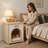 Scandinavian-style Solid Pet House For Small Pets, 21 Function Side Table, Cream White, American Casual Design