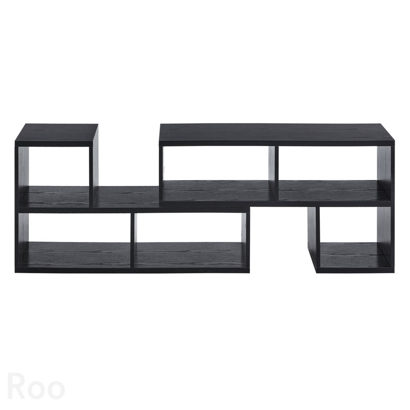 Meuble télé modulaire ajustable, console de rangement ouverte noire, centre multimédia moderne avec plusieurs compartiments, étagère multimédia combinable à volonté, pour salon, chambre