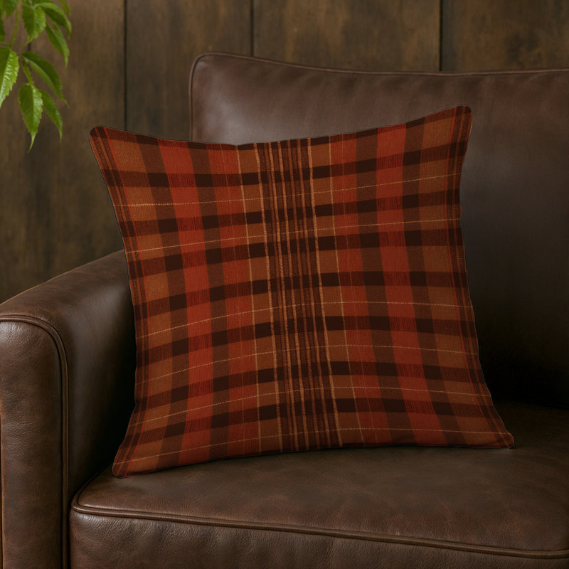 Coussin décoratif intérieur et extérieur d'inspiration rustique en cuir style cow-boy Southwestern, Carré 20 po