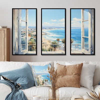 California Shoreline Window View II - Los Angeles Wall Art