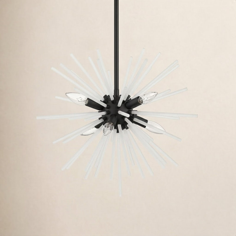 Lustre sphérique spoutnik à 8 lumières Ryzen, Noir, noir, noir, noir, H 50,75 po x l 20 po x P 20 po