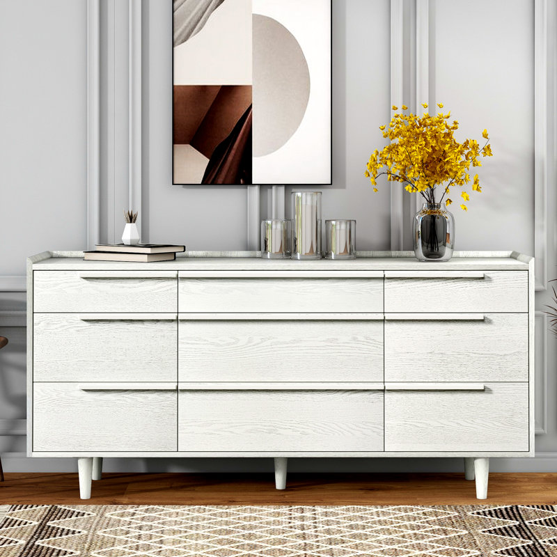 Commode 9 tiroirs Elanora, Blanc