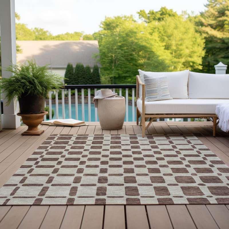 Malek Indoor/Outdoor Area Rug with Non-Slip Backing, Rectangle 10' x 14'