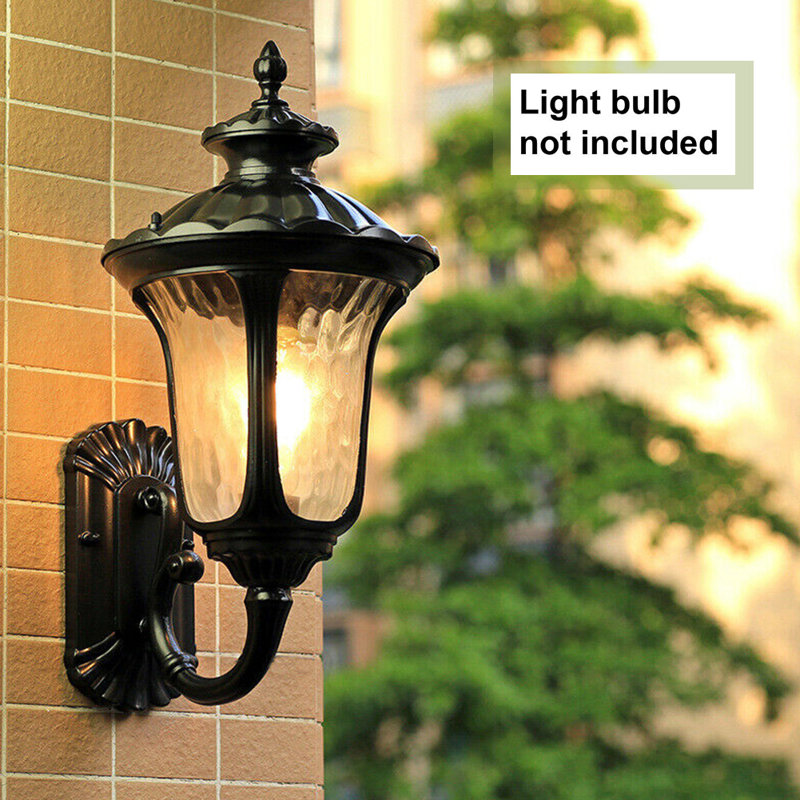 Adrihanna Black 38cm H Ribbed Glass : Outdoor Wall Lantern
