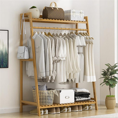 Bamboo Basic Clothing Shelf  39 Inch Nature Color