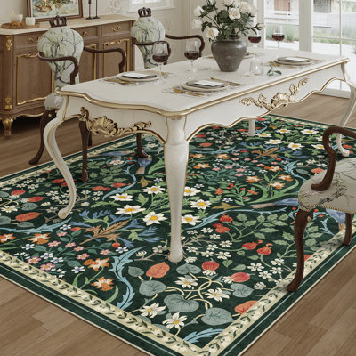 Tapis floral lavable en machine avec envers antidérapant Guston