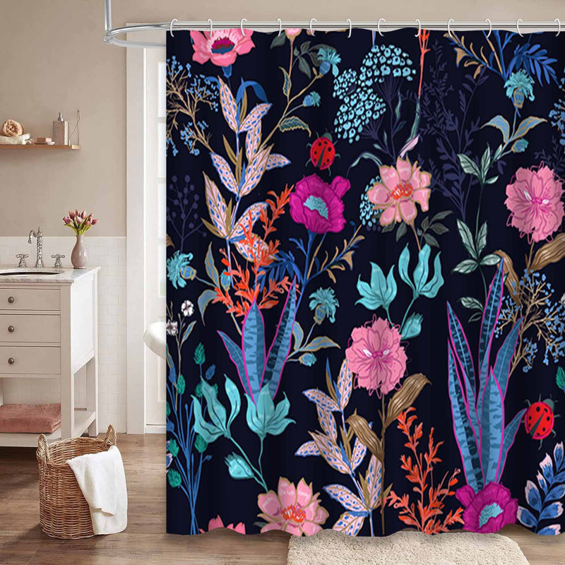 Rideau de douche coloré avec 12 crochets, L 72 po x l 84 po