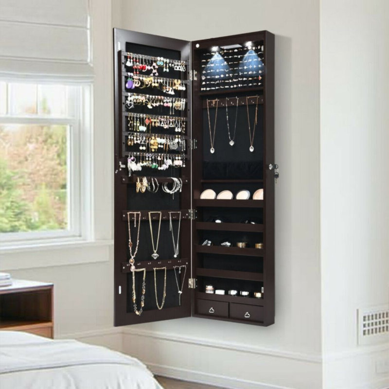 Armoire à bijoux de 14 po de large Maykel, Brun