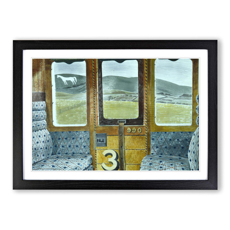 Train Landscape by Eric Ravilious - Framed Print, Black