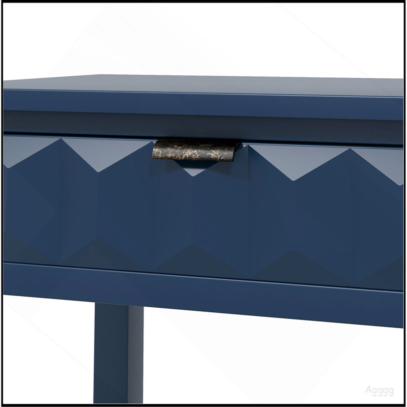 Table d'entrée 58,3 po en placage de sapin avec façades en nid d'abeille, console moderne et élégante avec 3 tiroirs et pieds en sapin massif, convient au salon, au vestibule, au couloir, au bureau, au vestibule
