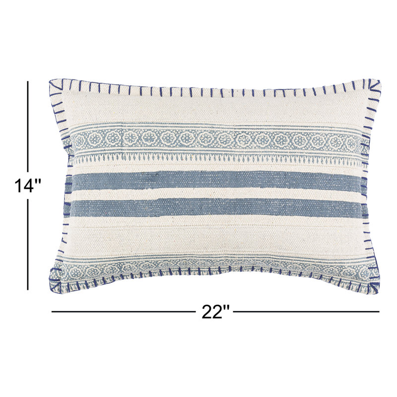 Housse et insert de coussin en coton Adham, Inférieur, 14 po x 22 po