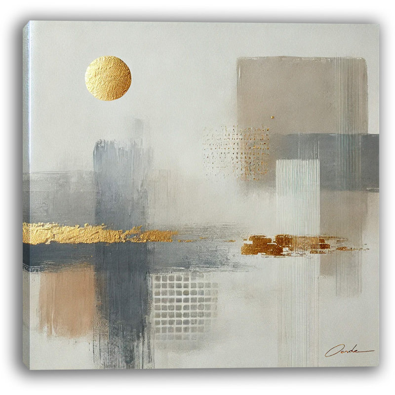 «Neutral Abstract Gold Canvas Wall Art», reproduction d'art moderne, H 20 po x l 20 po x P 1,5 po