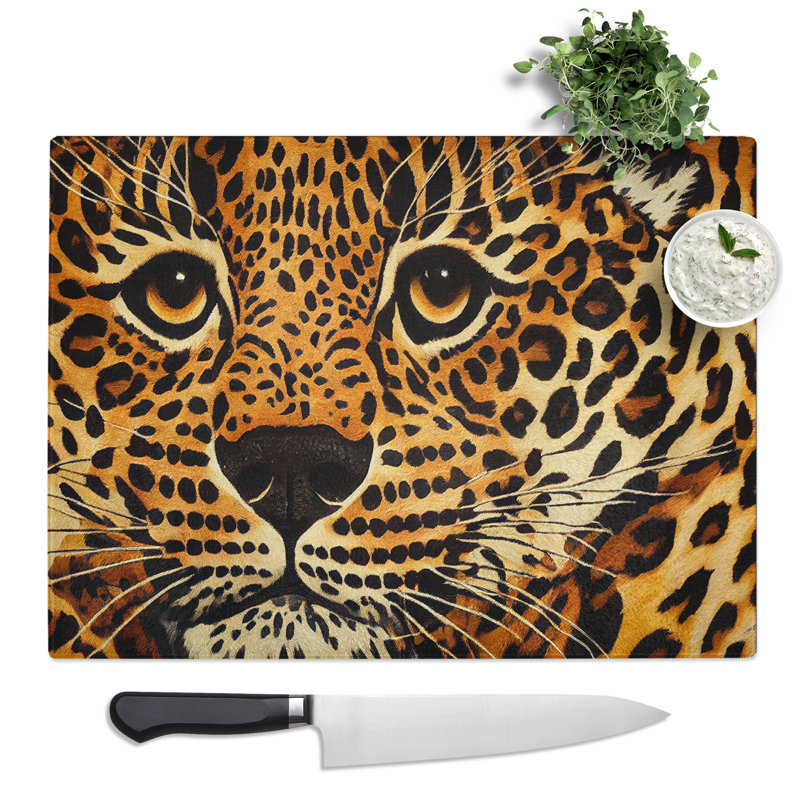 Dreamy Leopard  Glass Chopping Board