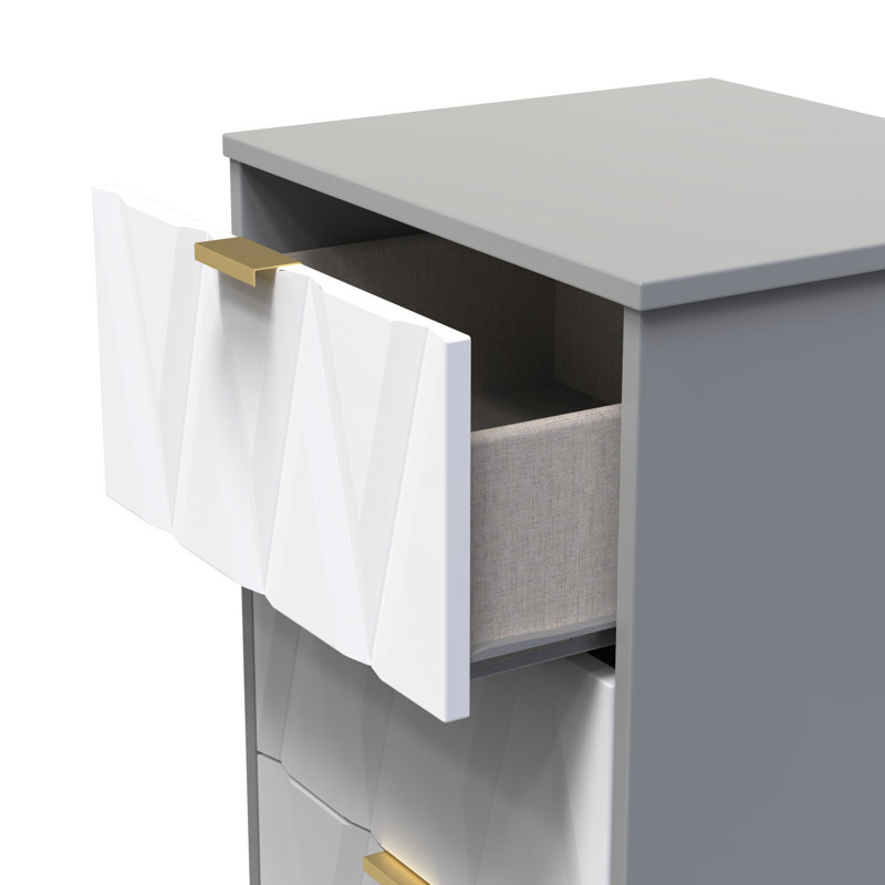 Las Vegas Bedside Table, White Matt/Dusk Grey