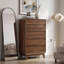 Commode haute à 5 tiroirs en noyer, brun, 122 cm (H) x 70 cm (L) x 40 cm (P).
