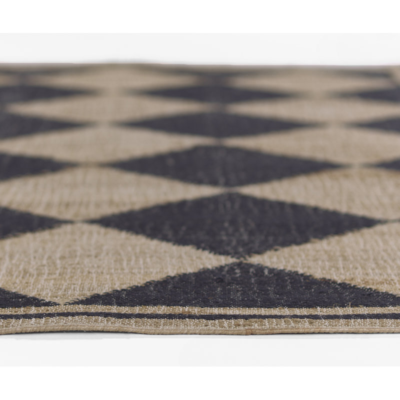 Orchard Court Black Hand-Woven Wool 5' x 8' Area Rug
