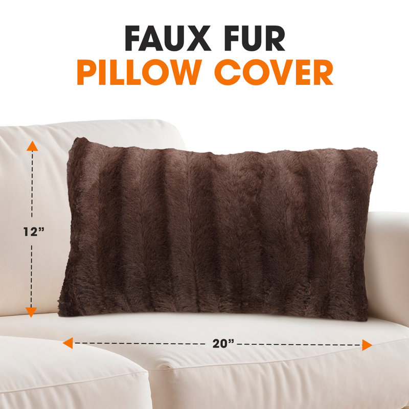 Tsuguko Faux Fur Pillow Cover, Brown