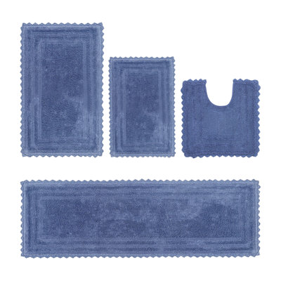 Iroshka 100% Cotton Tufted 4  Piece Bathroom Rug Set, Reversible, Super Absorbent & Extra Soft Machine Washable Bath Rug Ideal for Shower & Tub Areas