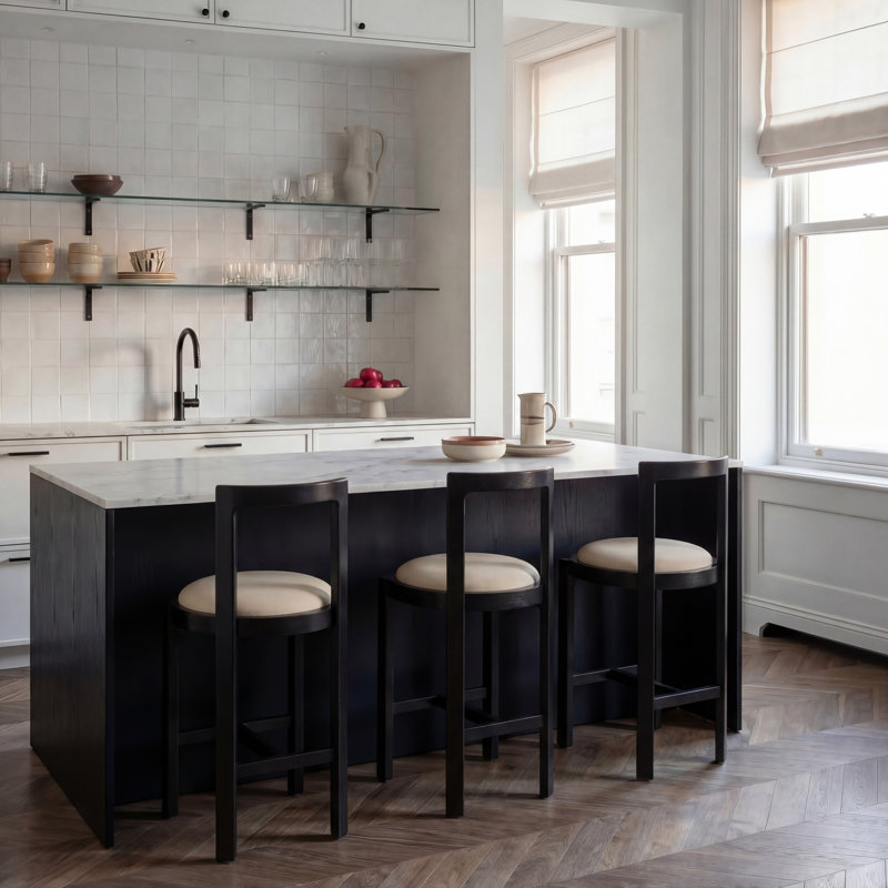 Tabouret de comptoir Estes, Noir