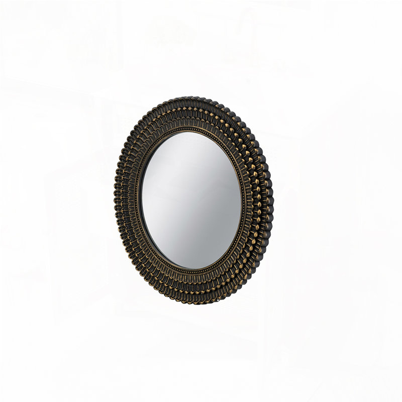Wooden Accent Mirror With Woven Texture