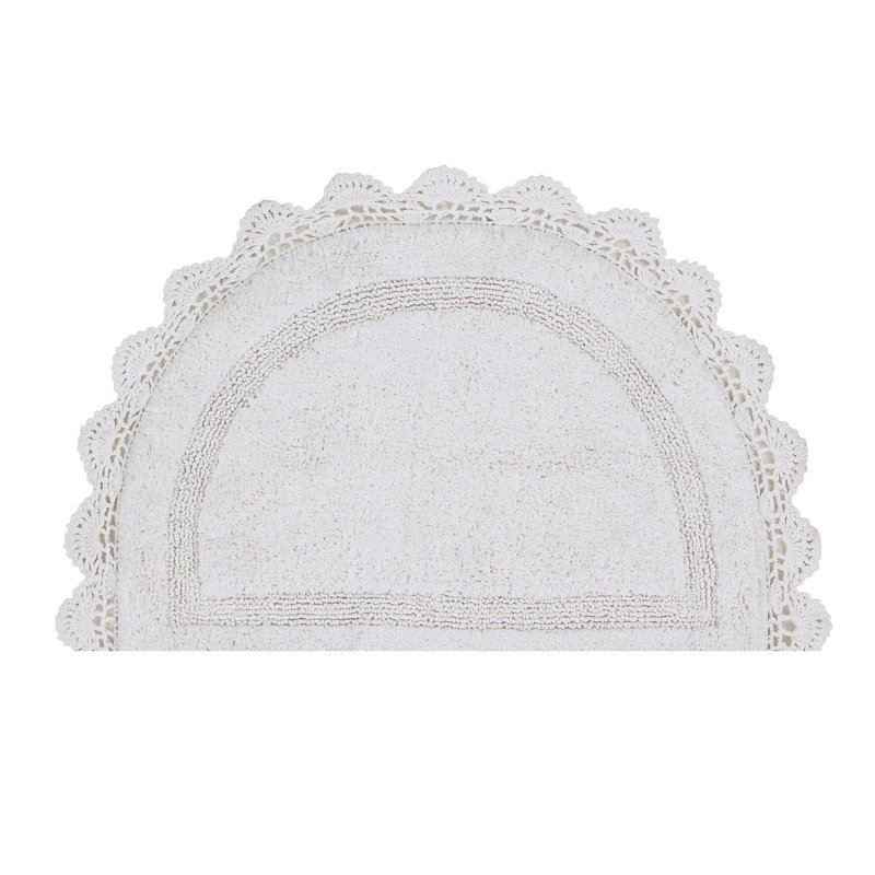 Cotton Non-Slip Bath Rug, White