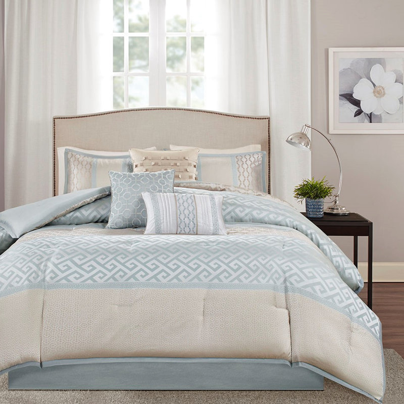 King Comforter Collection - 7 Piece , , Machine Washable, Steam , And Wrinkle- Decorative Pillows, Bed Skirt, In Design, Fill Pillows Skirt