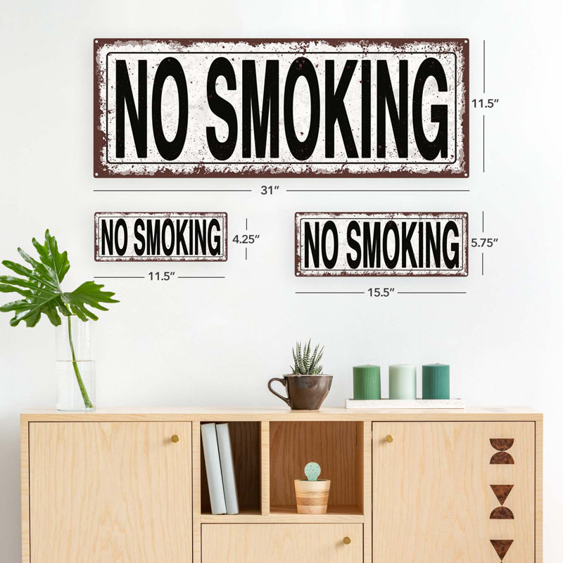 Enseigne en métal vieilli et non-fumeur, H 4,25 po x l 11,5 po