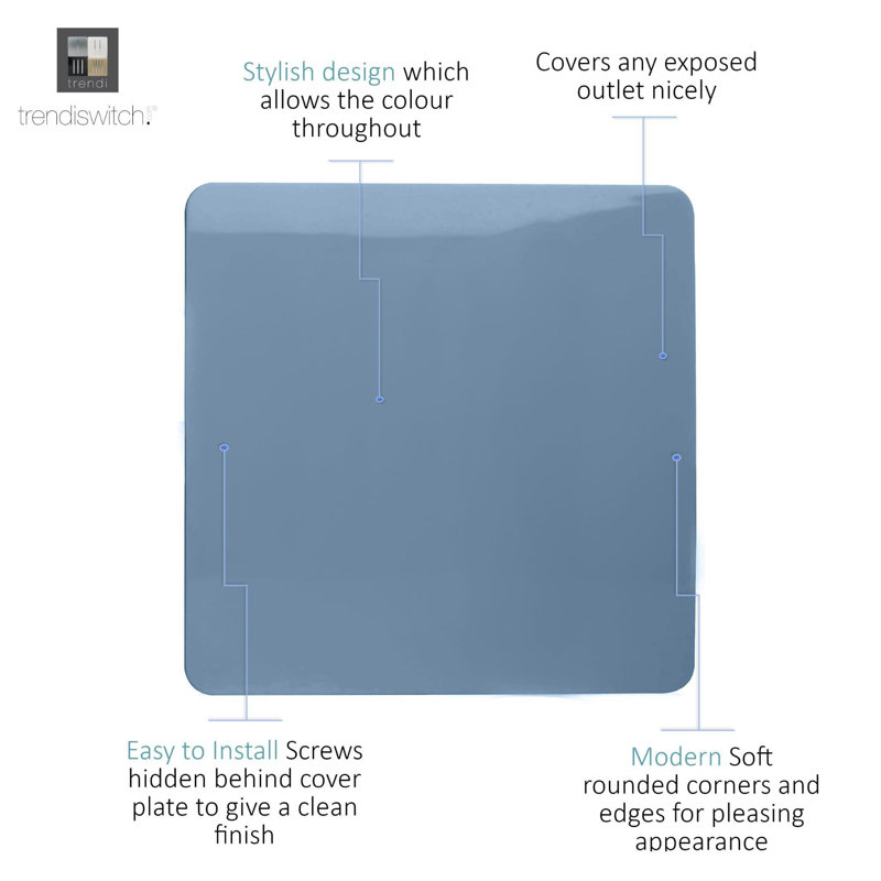 Trendi Switch Single Blanking Plate, Sky