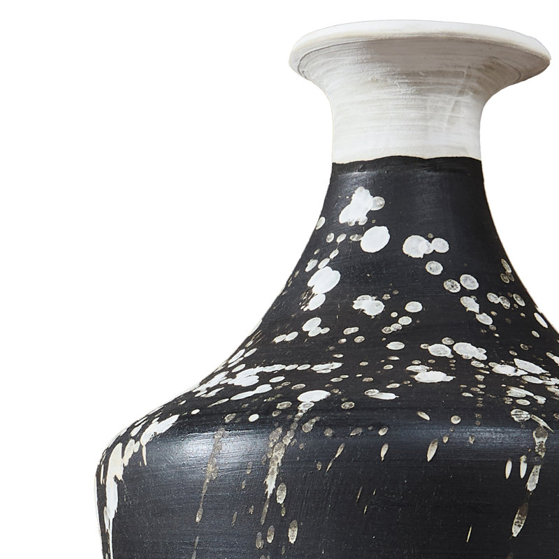 Irregular handcrafted ceramic tabletop vase, splash-ink pattern ceramic vase, ceramic textured decorative vase