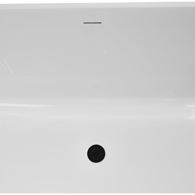 63" Streamline Soaking Freestanding Tub and Tray With Internal Drain, Matte Black