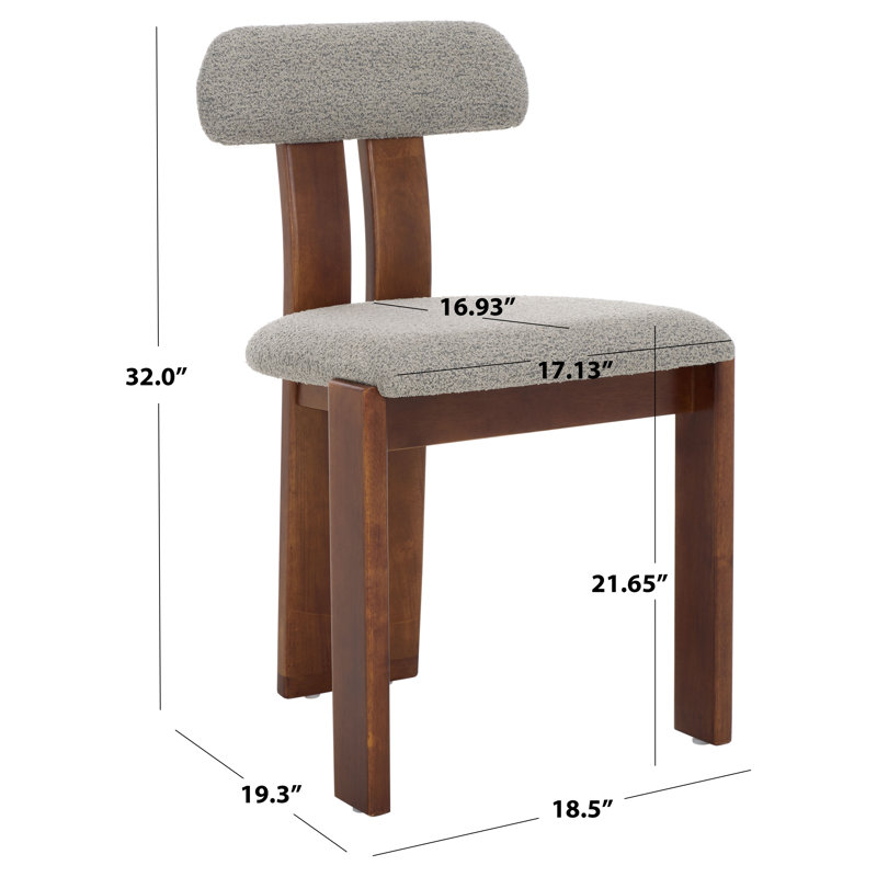 Cayde Boucle Dining Chair, Gray, Walnut