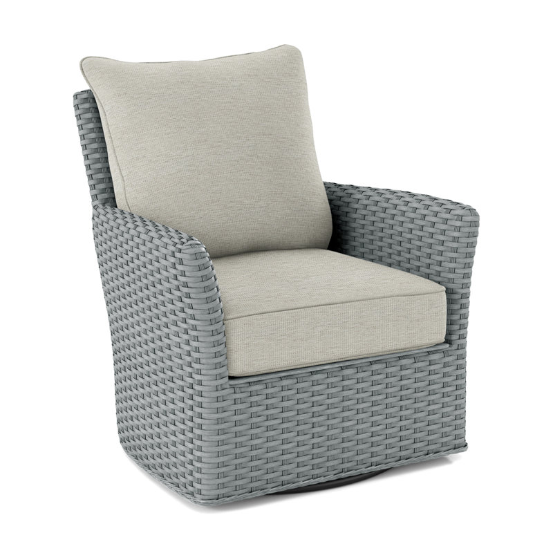 Fauteuil pivotant en polyester de 28 po de largeur Lanai, Nickel, Beige de base; 0317-85