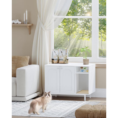 Heidelind Manufactured Wood Cat Litter Box Enclosure with Scratch Pad 