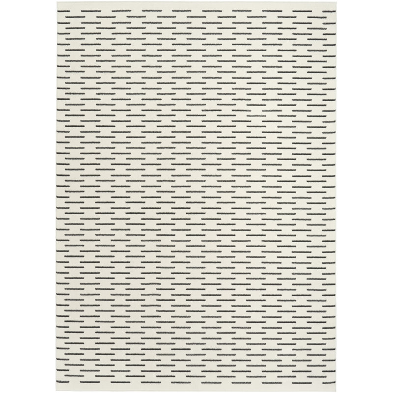 Ebern Designs Reimann Ivory Black Scandinavian Indoor Rug, Rectangle 4' x 6'