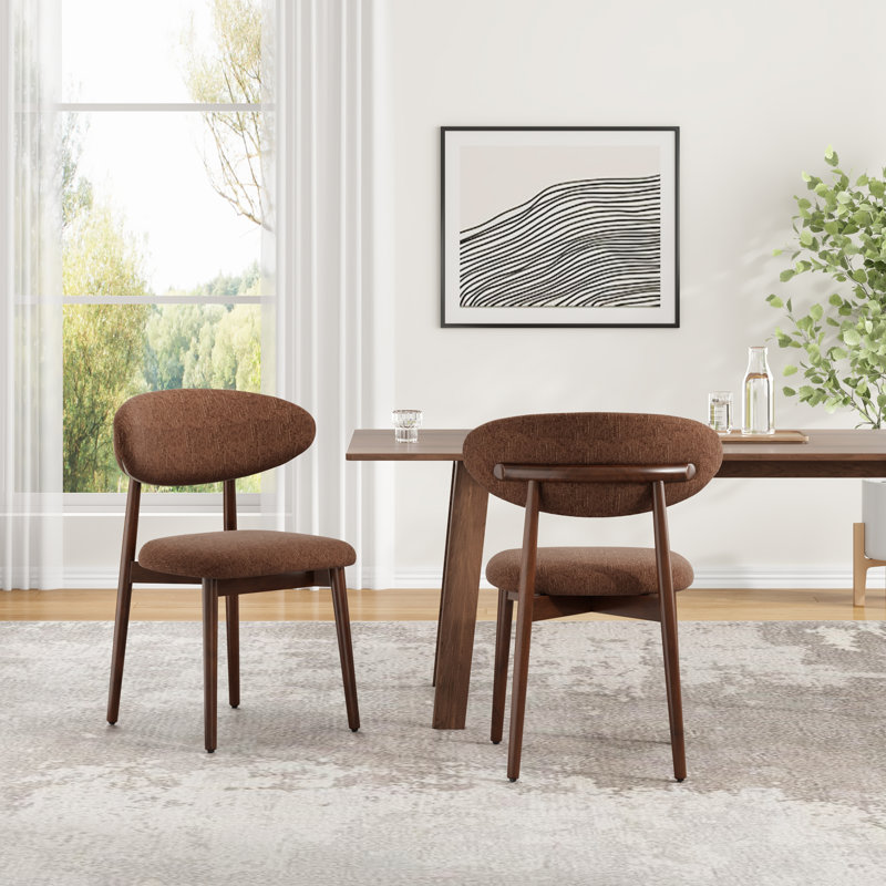 Chaise rembourrée en bois massif, Brun