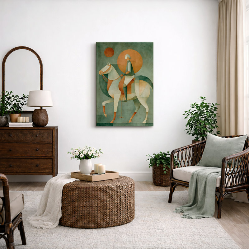 Illustration abstraite de cavalier, photos de salon, impression sur toile encadrée, H 36 po x l 24 po x P 1,5 po