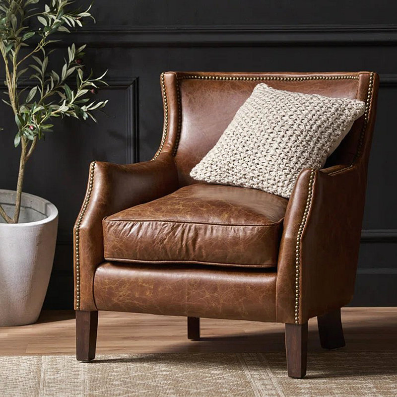 Fauteuil en cuir véritable Colyer