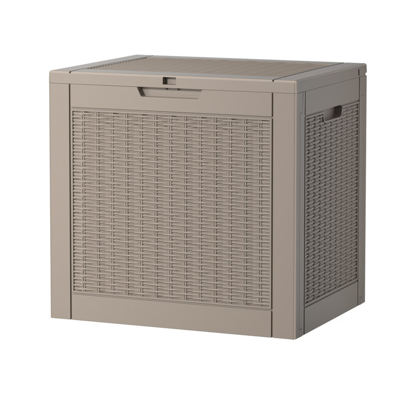 30 Gallon Rattan-style Lockable Deck Box, Water Resistant Resin, Brown