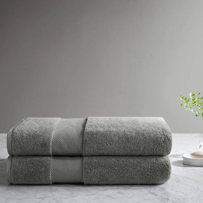 Turkish Charcoal 100% Cotton Oversized Quick Dry Highly Absorbent 2-Piece Towel Set