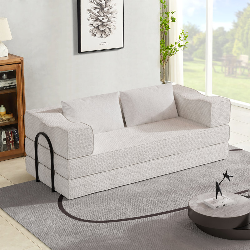 Upholstered 80'' Sleeper Sofa, Beige