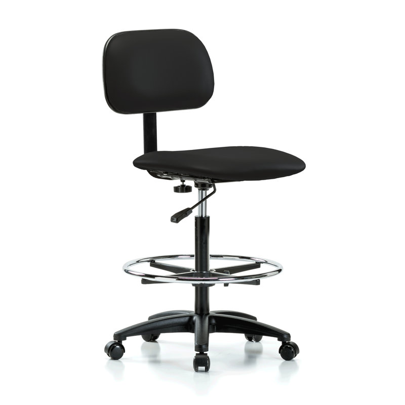 Makan PERCH Lab Chair with Adjustable Backrest and Foot Ring | High Bench Height 24-33.5", Black Vinyl