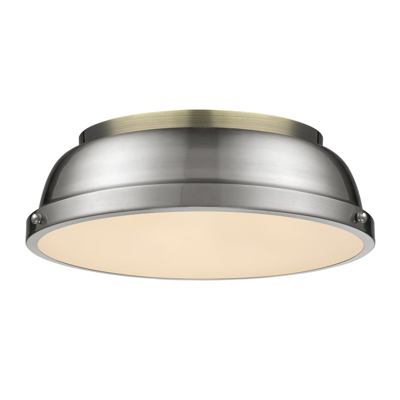 Plafonnier encastré 2 lumières Calico, Laiton vieilli, Étain