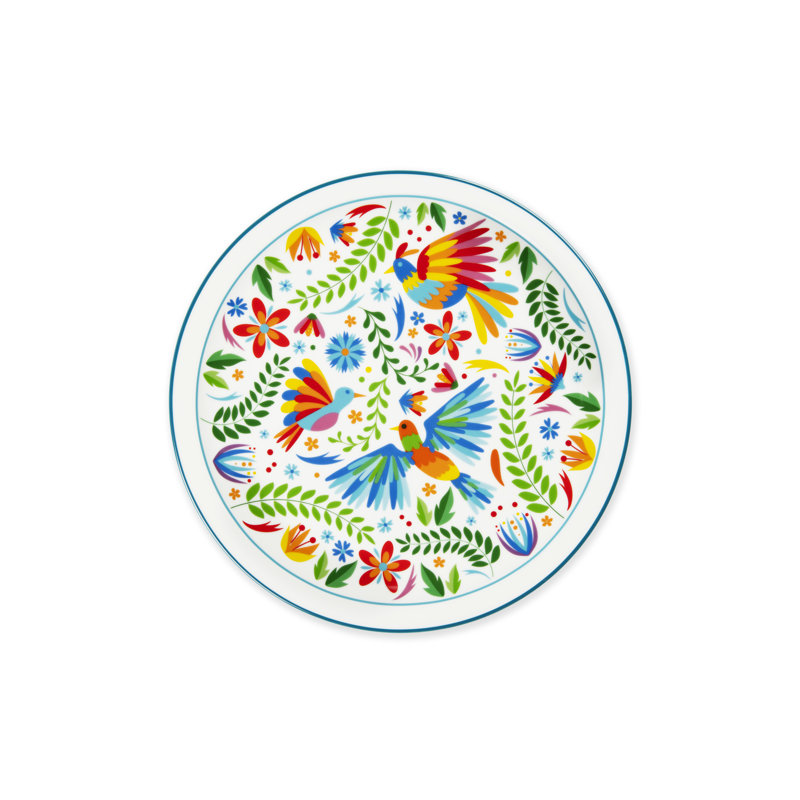 Excelsa set of 4 pizza plates Mexican Flowers porcelain multicolor