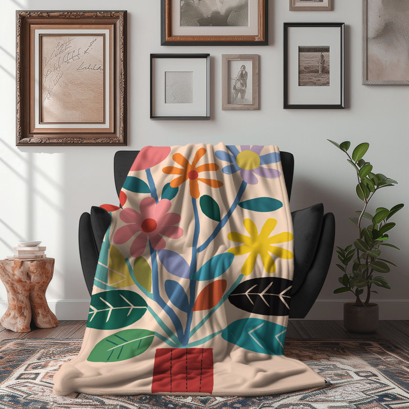«Chromatique Garden Melody» - couverture en sherpa de qualité supérieure - reproduction d'art luxueuse, Grand lit