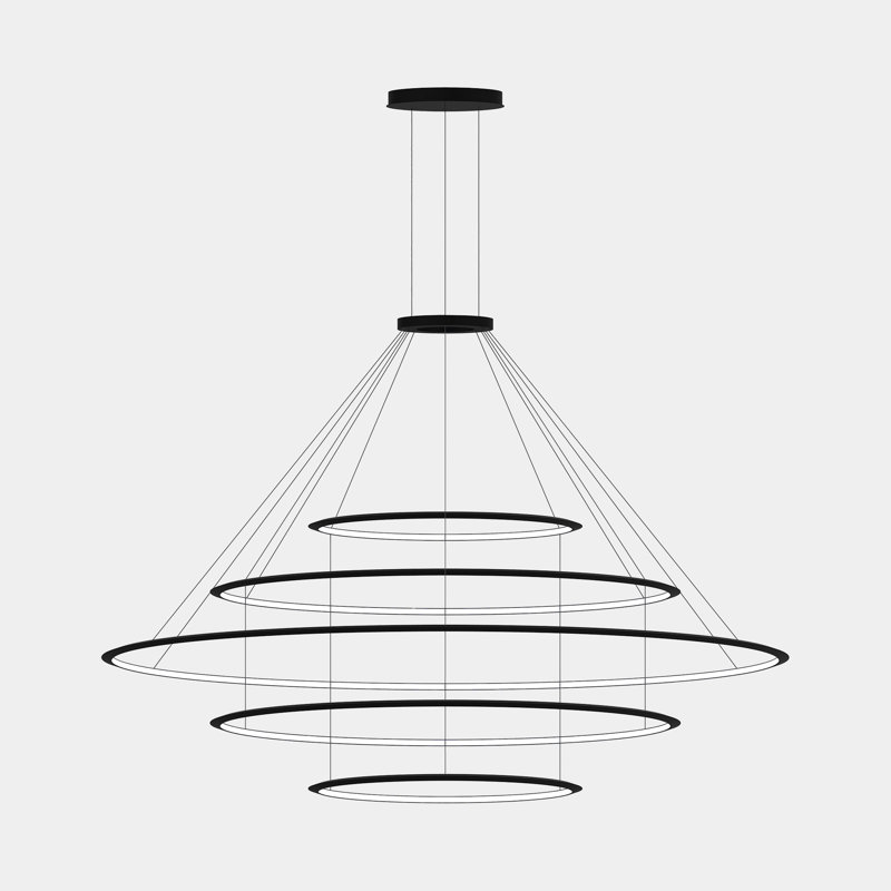 Circular 5 - Light LED Chandelier, Black, 3000K, Black